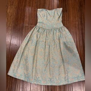 Molly New York Strapless Dress in Teal and Gold